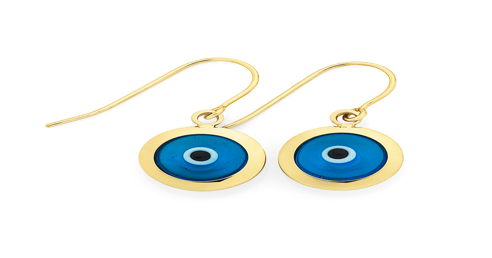 9ct Gold Evil Eye Drop Earrings Goldmark (AU)