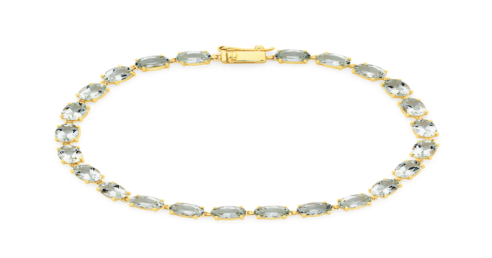 9ct Gold Green Amethyst Bracelet in Green Goldmark (AU)