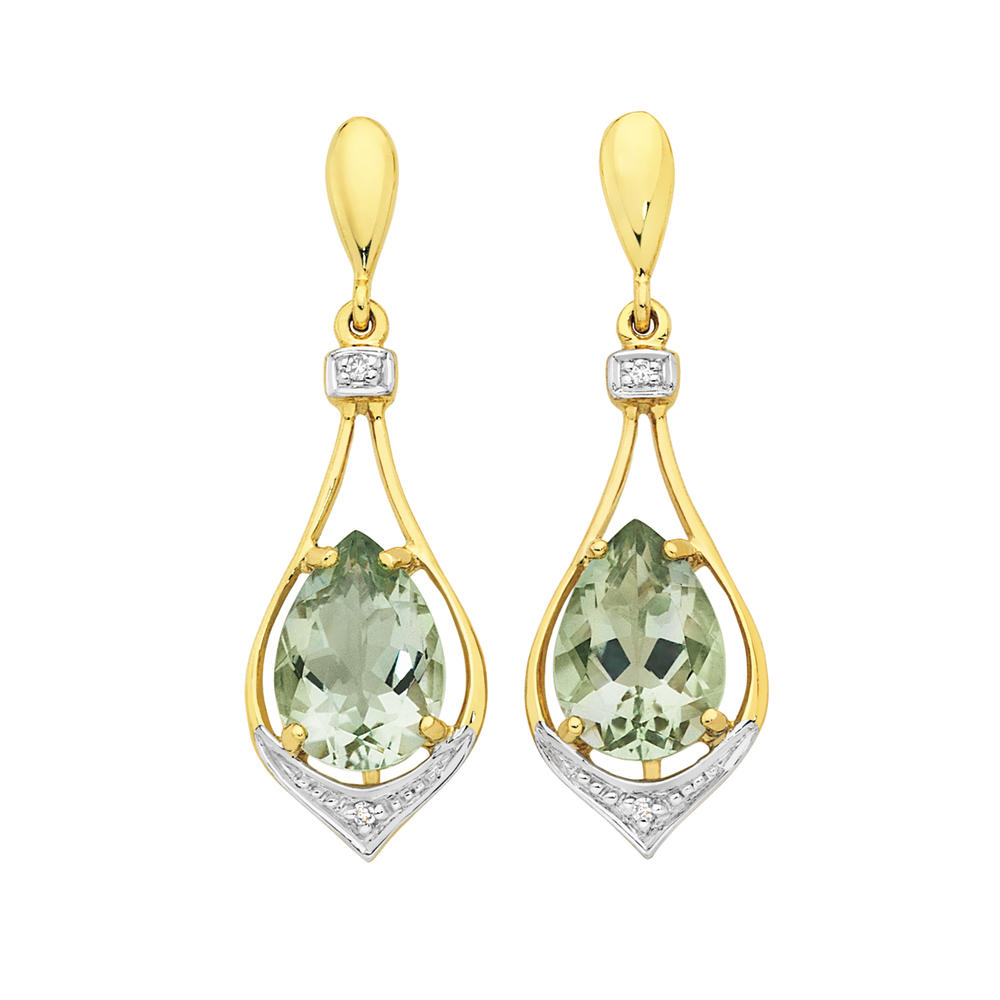 Green amethyst deals earrings white gold
