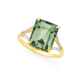 9ct Gold Green Amethyst Emerald Cut Dress Ring
