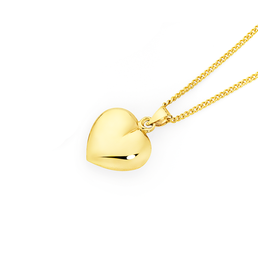 14K Gold Heart Charm, 8MM Puffed Heart Charm