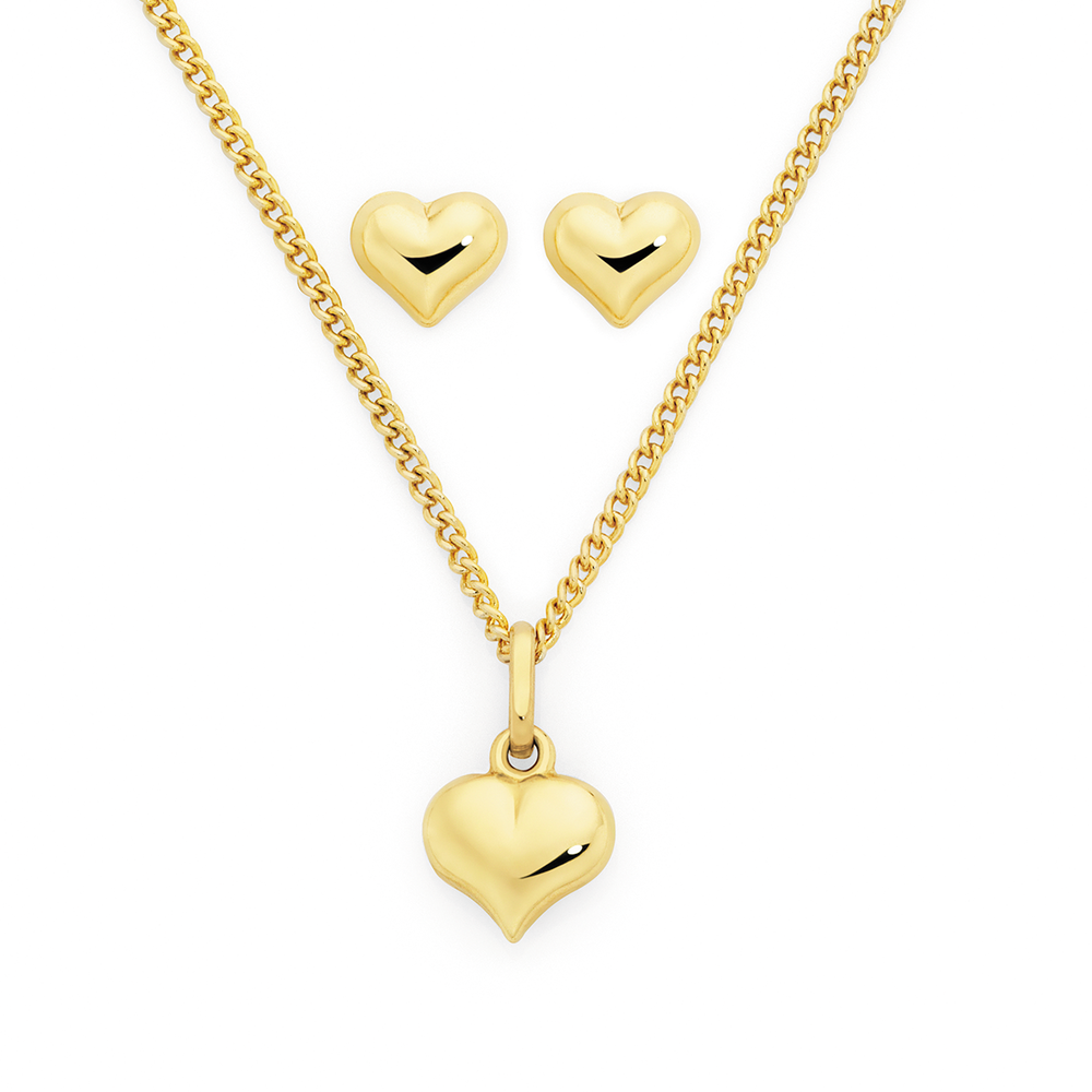 A 9ct gold necklace and earring set