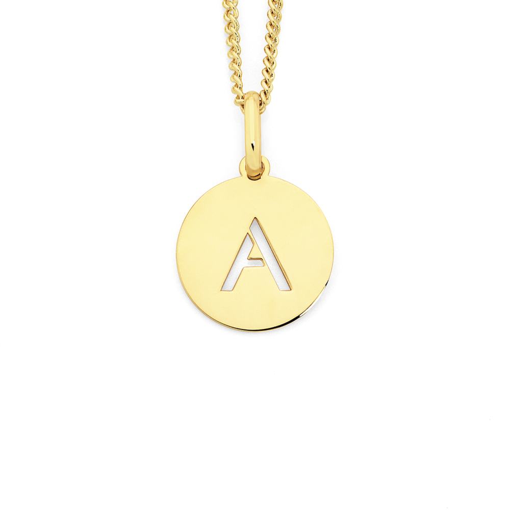 Initial disk on sale necklace gold