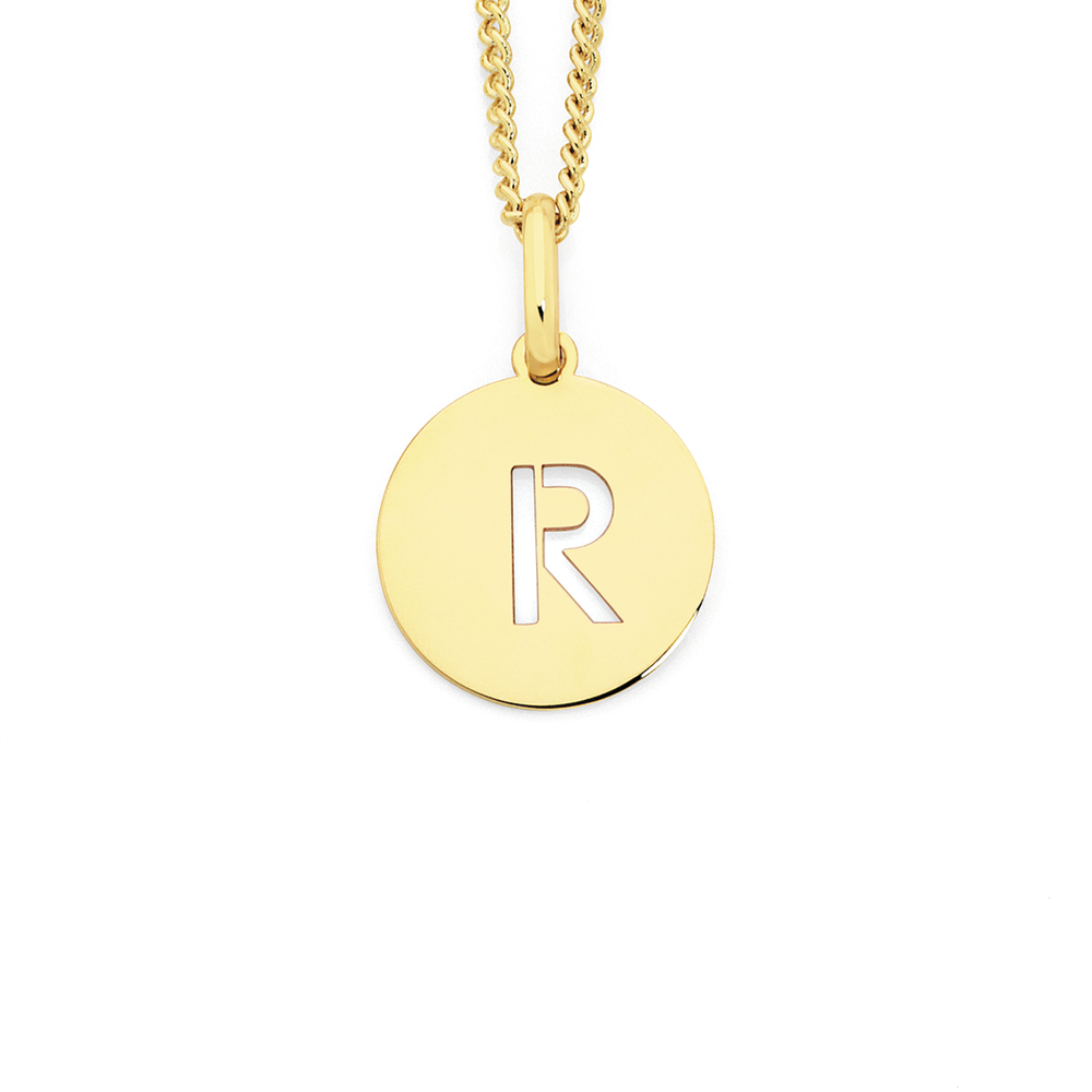 Initial necklace R, vermeil & pearls - Katerina Damilos Contemporary  Jewellery
