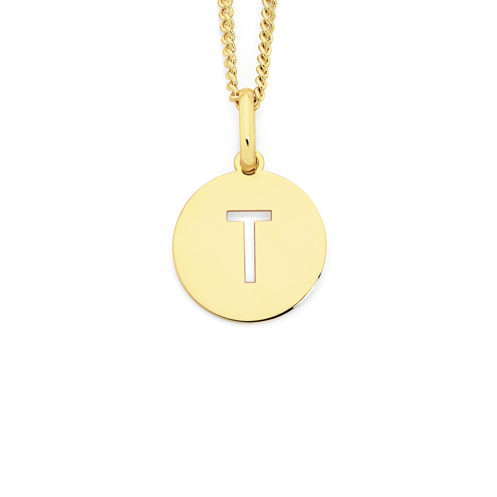 Initial t discount necklace gold