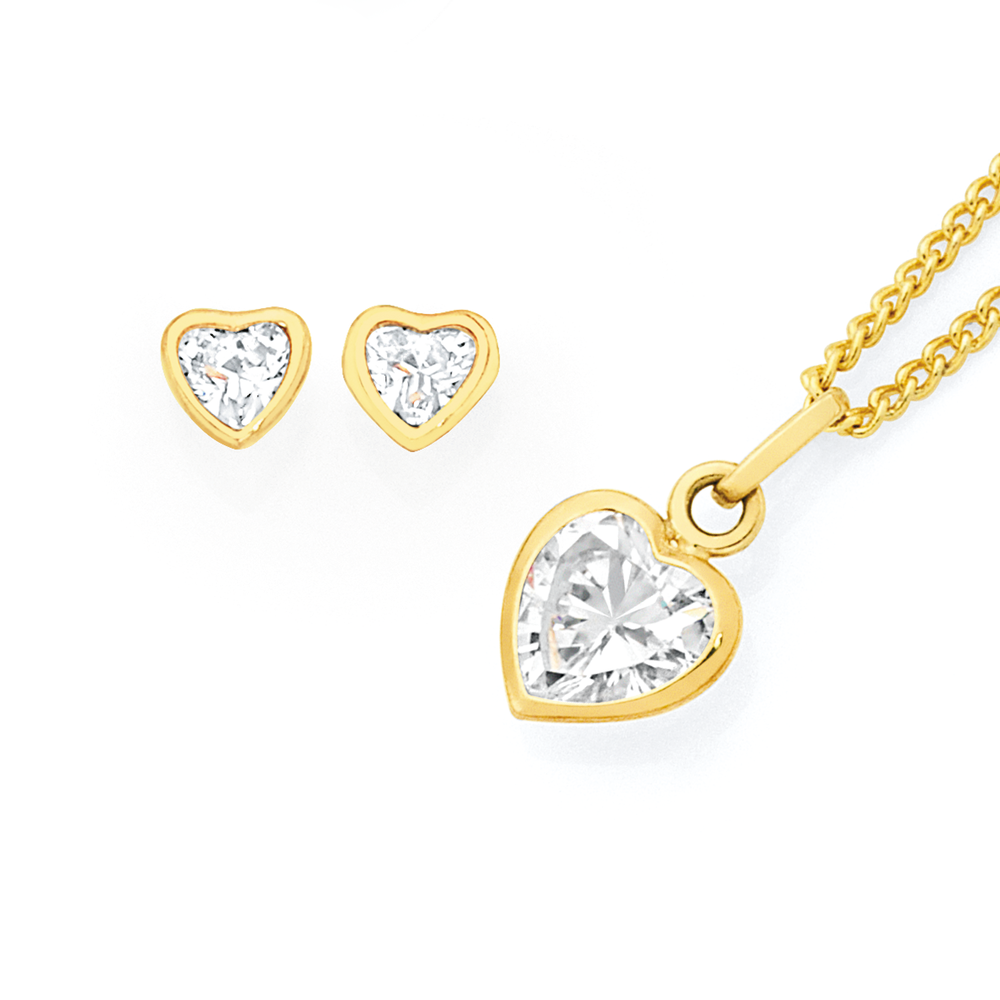 9ct gold & Swarovski crystal necklace & earrings set | eBay