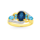 9ct Gold London Blue & Blue Topaz Multi Swirl Ring