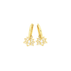 9ct Gold Lotus Flower Drop Huggie Earrings