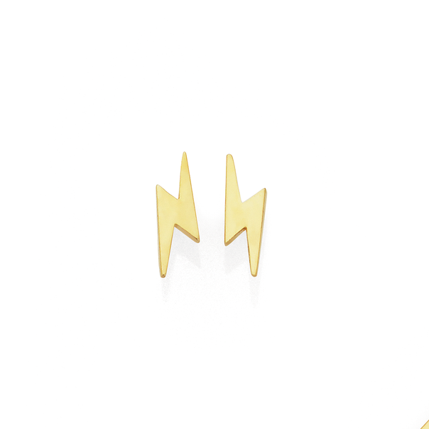 9ct Gold Lovestruck Lightning Bolt Stud Earrings