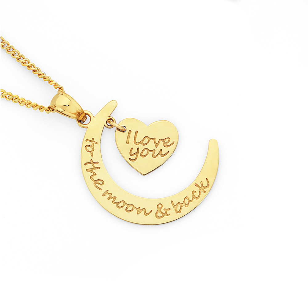 9ct Gold Moon And Heart Pendant Goldmark AU