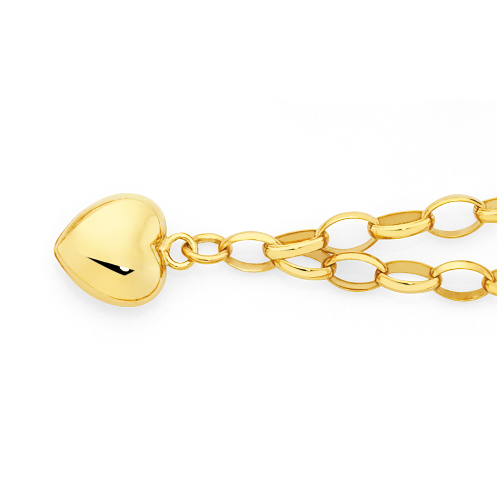 9ct Gold on Silver 19cm Belcher Heart 