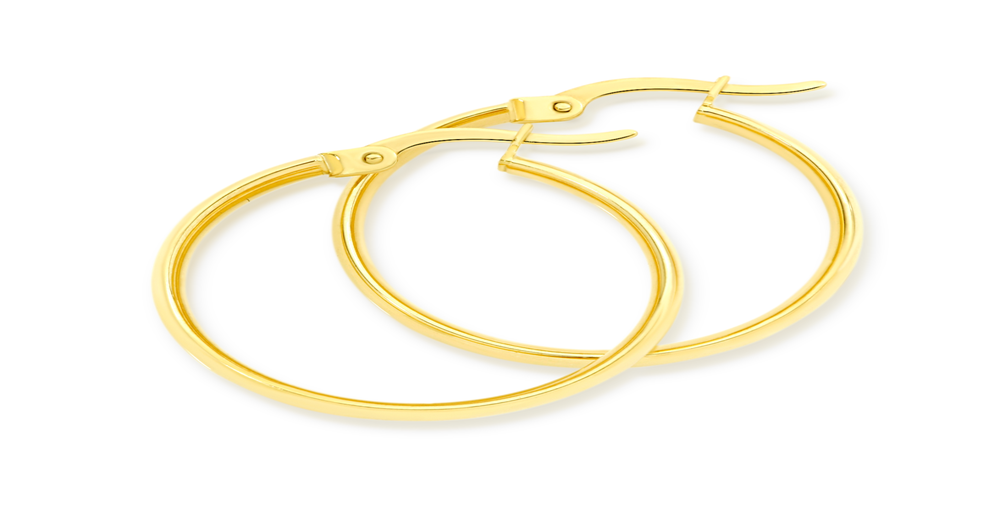 9ct Gold On Silver 20mm Half Round Hoop Earrings Goldmark (AU)