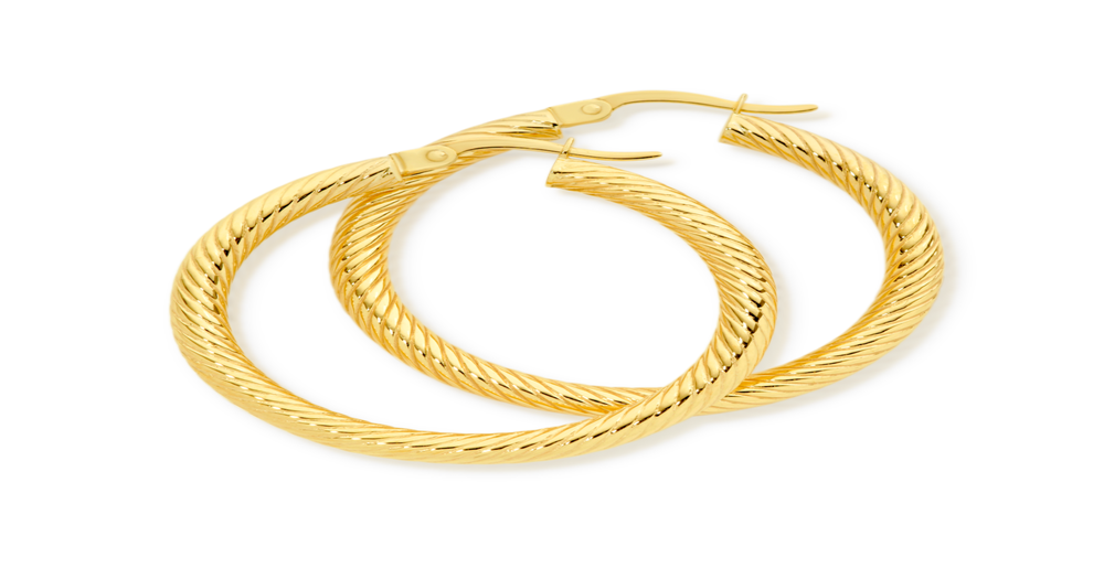 9ct Gold On Silver 25mm Twist Hoop Earrings Goldmark (AU)