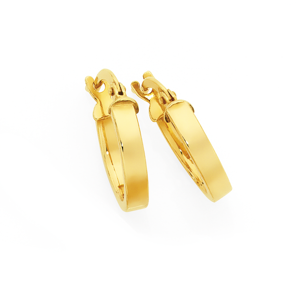 9ct Gold on Silver 2.5x10mm Square Tube Hoop Earrings
