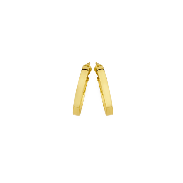 9ct Gold on Silver 2.5x15mm Square Tube Hoop Earrings