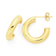 9ct Gold on Silver 4x10mm Open Hoop Stud Earrings