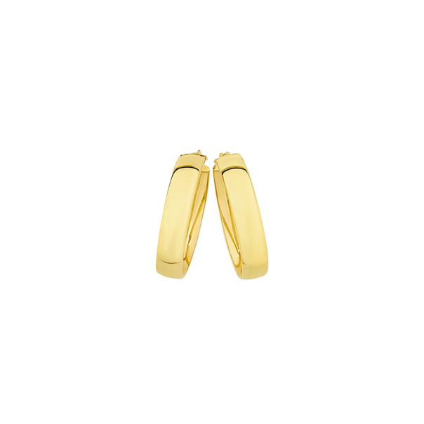 9ct Gold on Silver 6x25mm Half Round Hoop Earrings