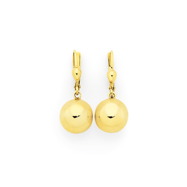 9ct Gold on Silver Ball Drop Earrings
