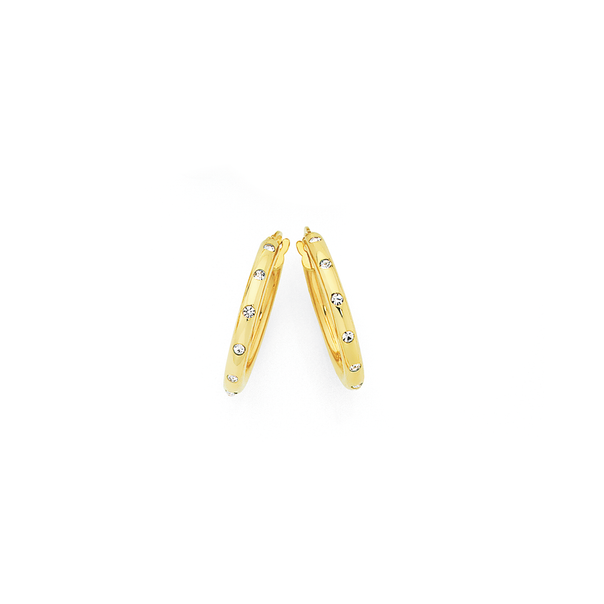 9ct Gold on Silver Crystal Hoop Earrings