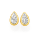 9ct Gold on Silver Crystal Teardrop Stud Earrings