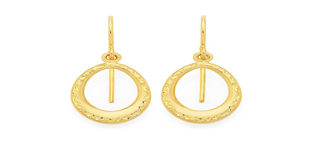 9ct Gold On Silver Diamond Cut Oval Drop Earrings Goldmark (AU)