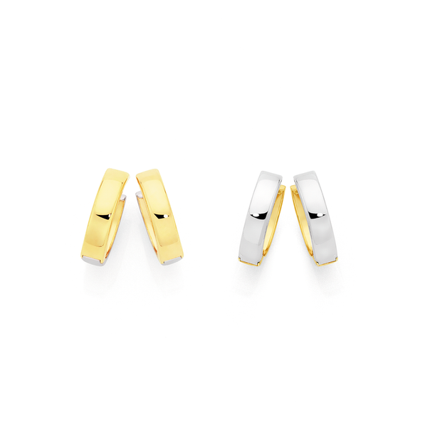 9ct Gold on Silver Two Tone Reversible Huggie Earrings