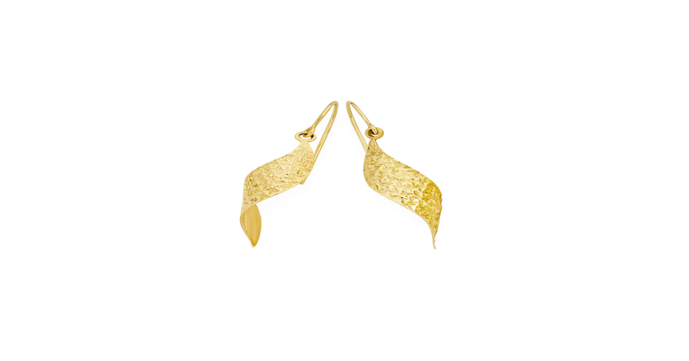 9ct Gold On Silver Wave Pointed Drop Earrings Goldmark (AU)