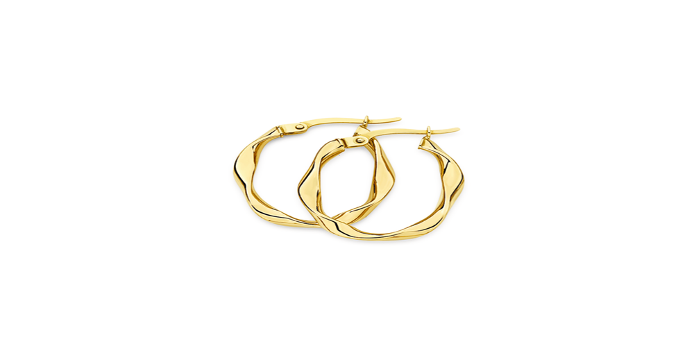 9ct Gold Oval Ribbon Twist Hoop Earrings Goldmark (AU)