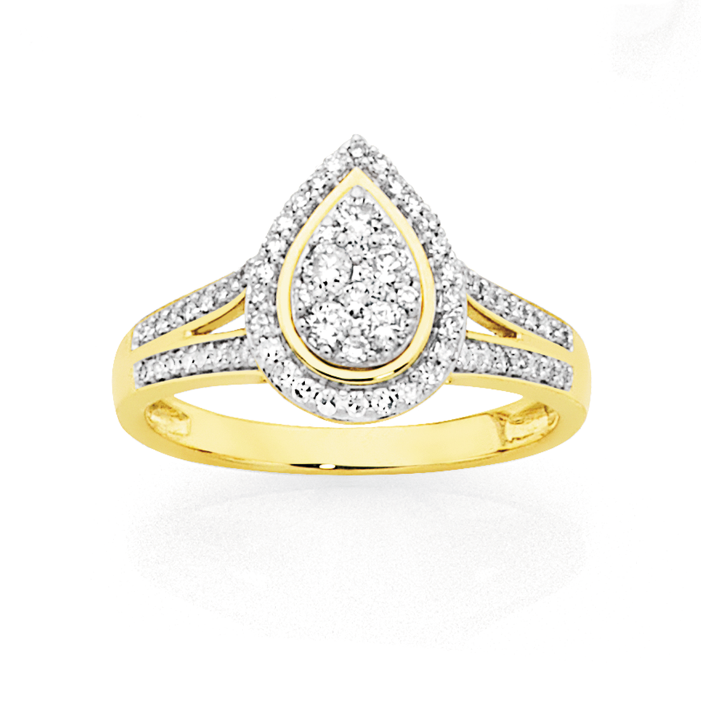 9ct Gold Diamond Swirl Ring | Goldmark (AU)