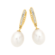 9ct Gold Pearl & Diamond Hoop Drop Earrings