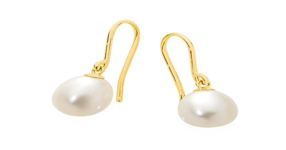 9ct Gold Pearl Drop Earrings in White | Goldmark (AU)