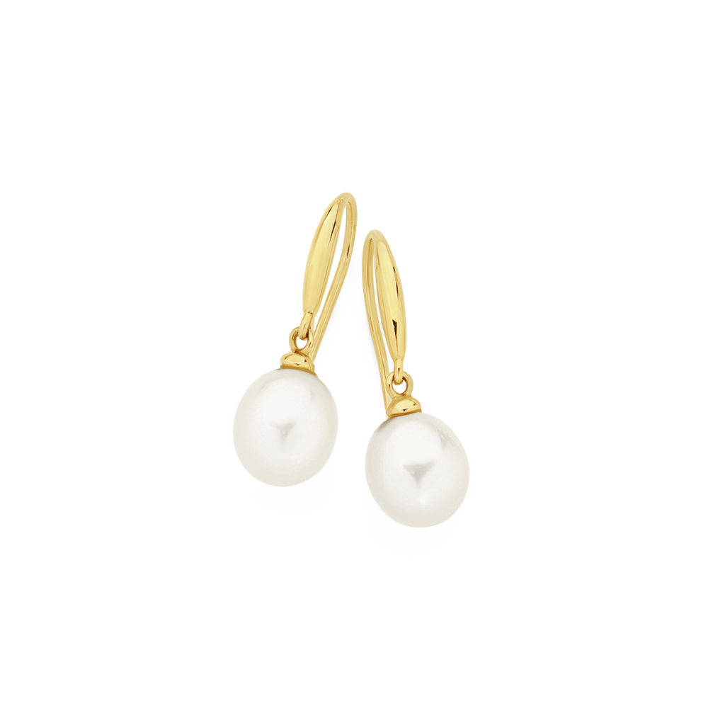 Gold Pearl Drop Earrings