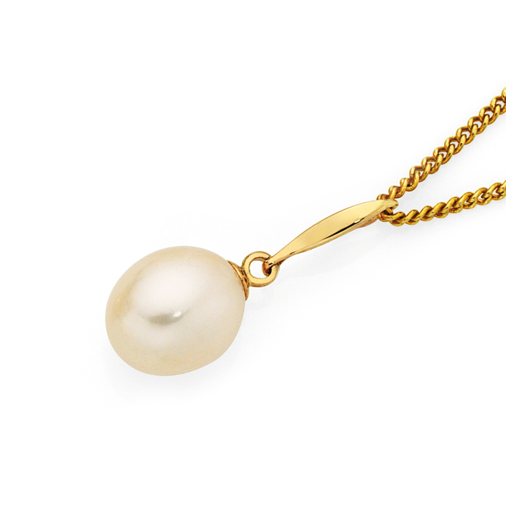 Color Merchants 14k Yellow Gold Freshwater Cultured Pearl Pendant P1414X-06  - Avenue Jewelers