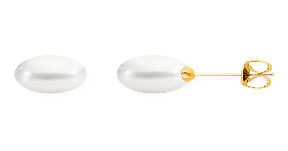 9ct Gold Pearl Studs in White | Goldmark (AU)