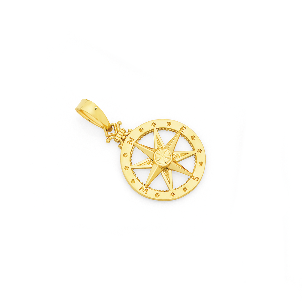 Compass Necklace Diamond Accent Sterling Silver & 10K Yellow Gold | Kay