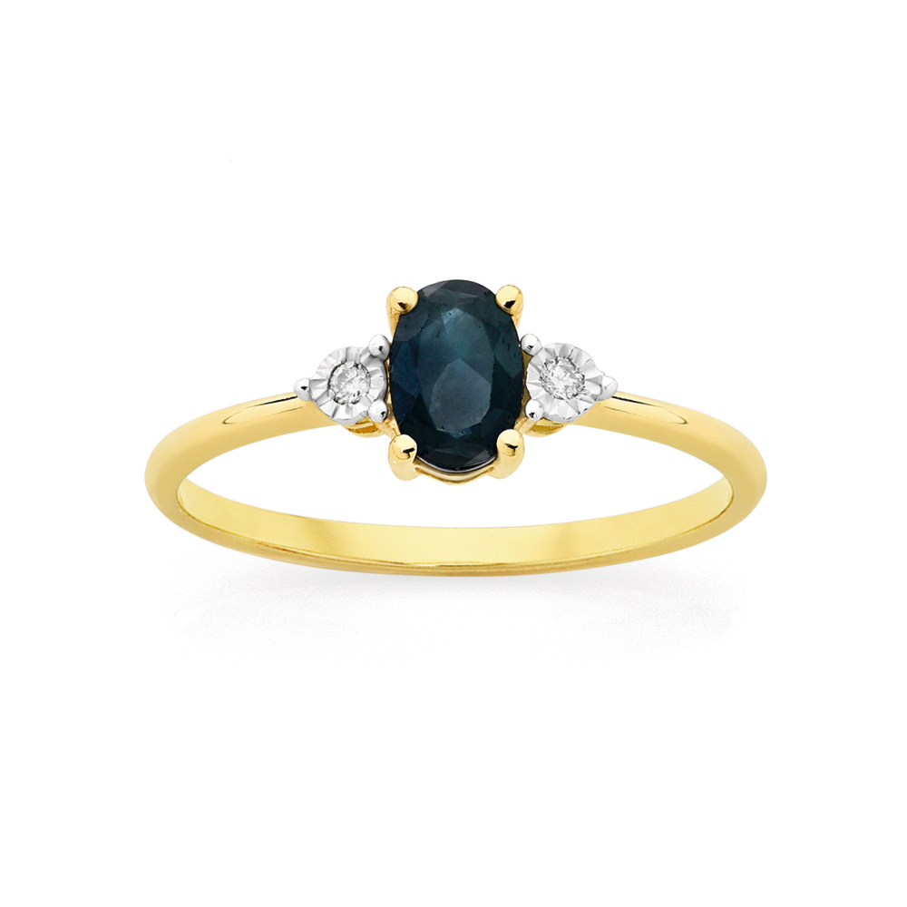 1.47 Carat Pear Shape Blue Sapphire Diamond White & Yellow Gold Engagement  Ring