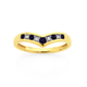 9ct Gold Sapphire & Diamond Round Brilliant Cut V Ring