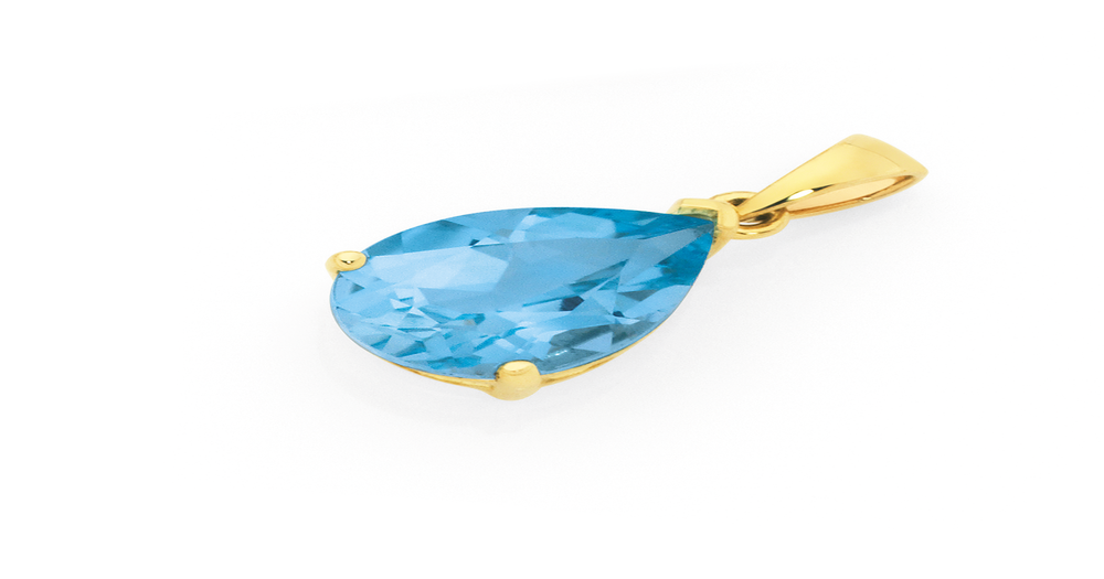 9ct Gold Sky Blue Topaz Pear Pendant in Blue Goldmark (AU)