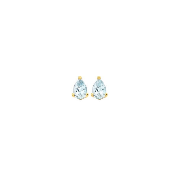 9ct Gold Sky Blue Topaz Pear Stud Earrings