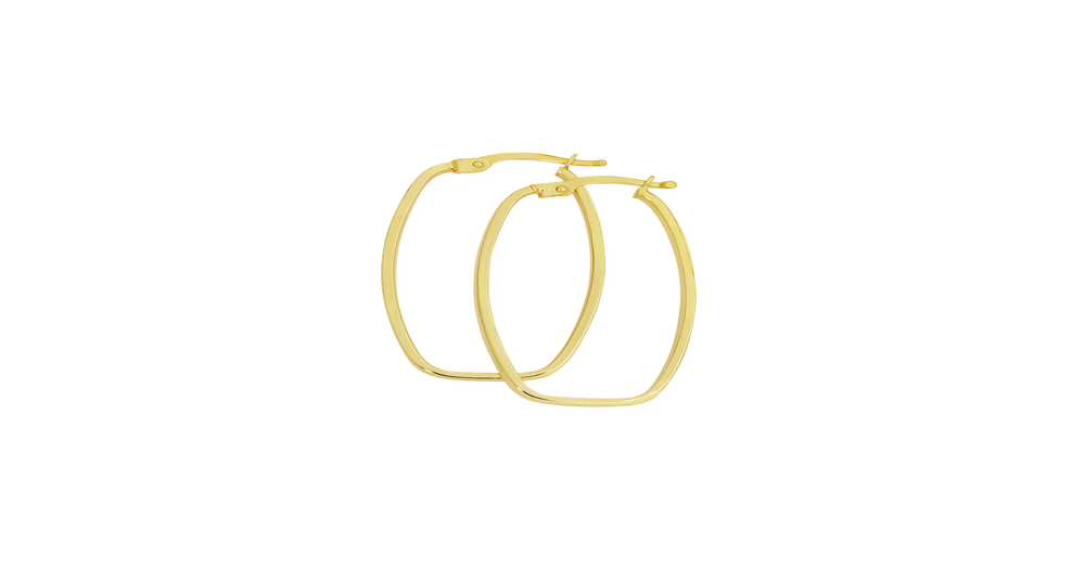 9ct Gold Square Oval Hoop Earrings Goldmark (AU)