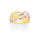 9ct Gold Tri Tone Multi Ribbon Plait Ring