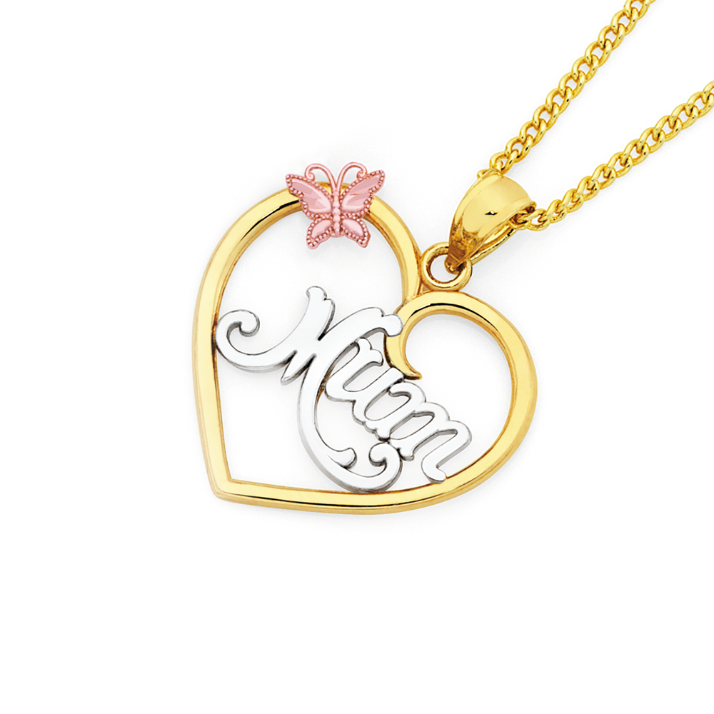 9ct Yellow Gold MUM Love Heart Pendant Half Pave Set With Cz Stones  Hallmarked - Etsy