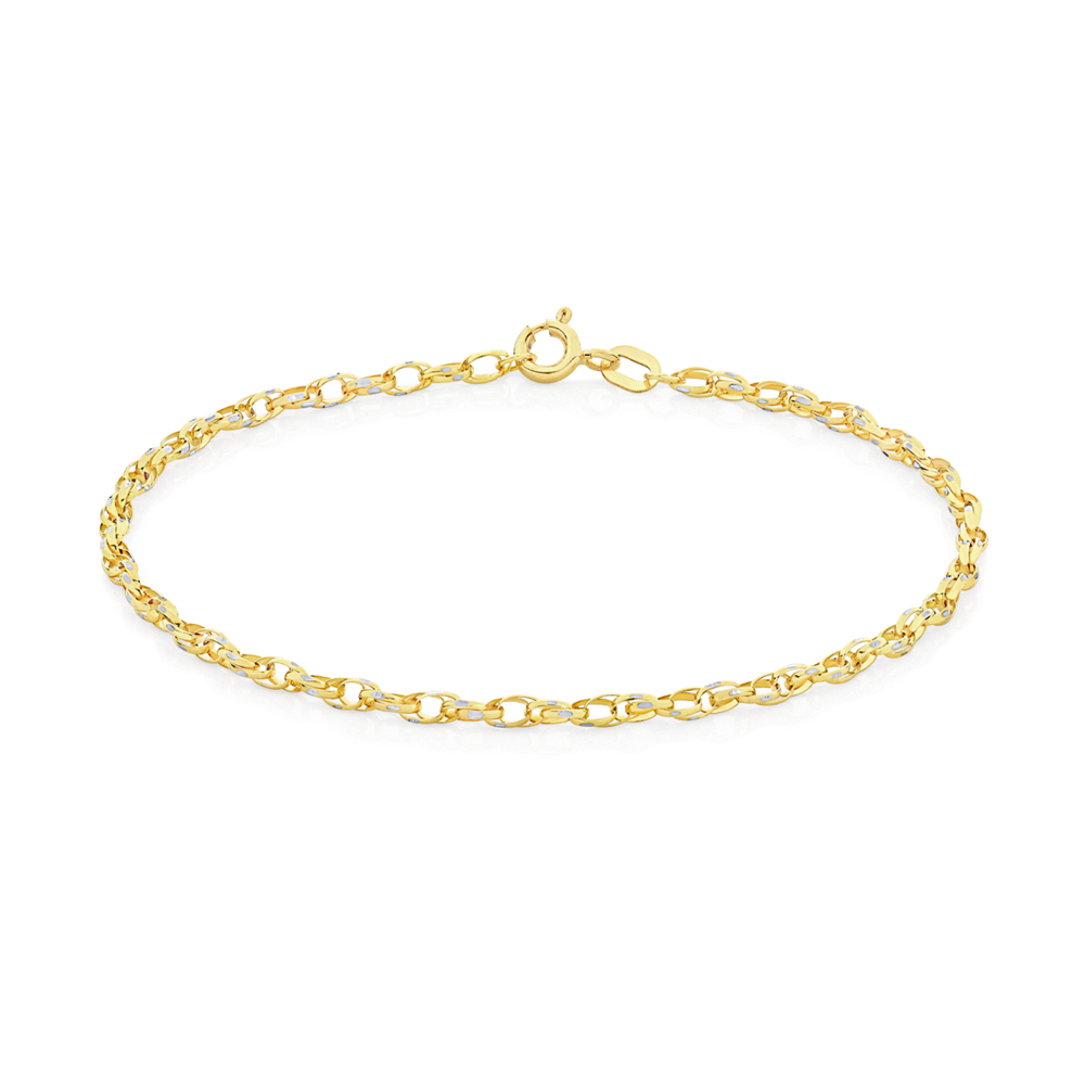9ct Gold 17cm Diamond Cross Trace Bracelet Goldmark AU