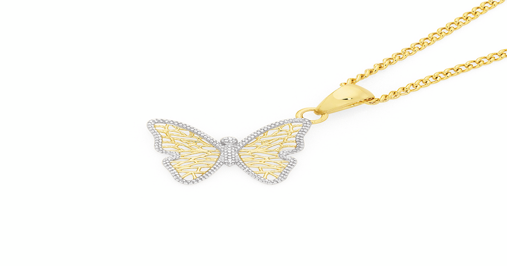 9ct Gold Two Tone Butterfly Pendant Goldmark (AU)