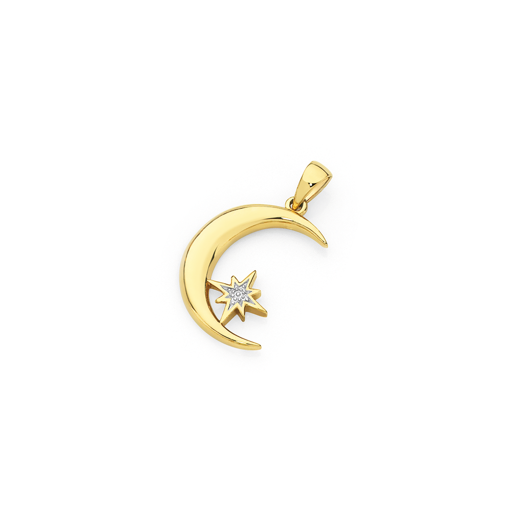 18K White Gold Crescent Moon Necklace - Ruby Lane
