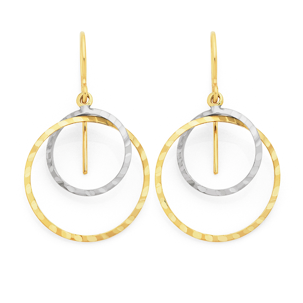 Gold circle sales drop earrings