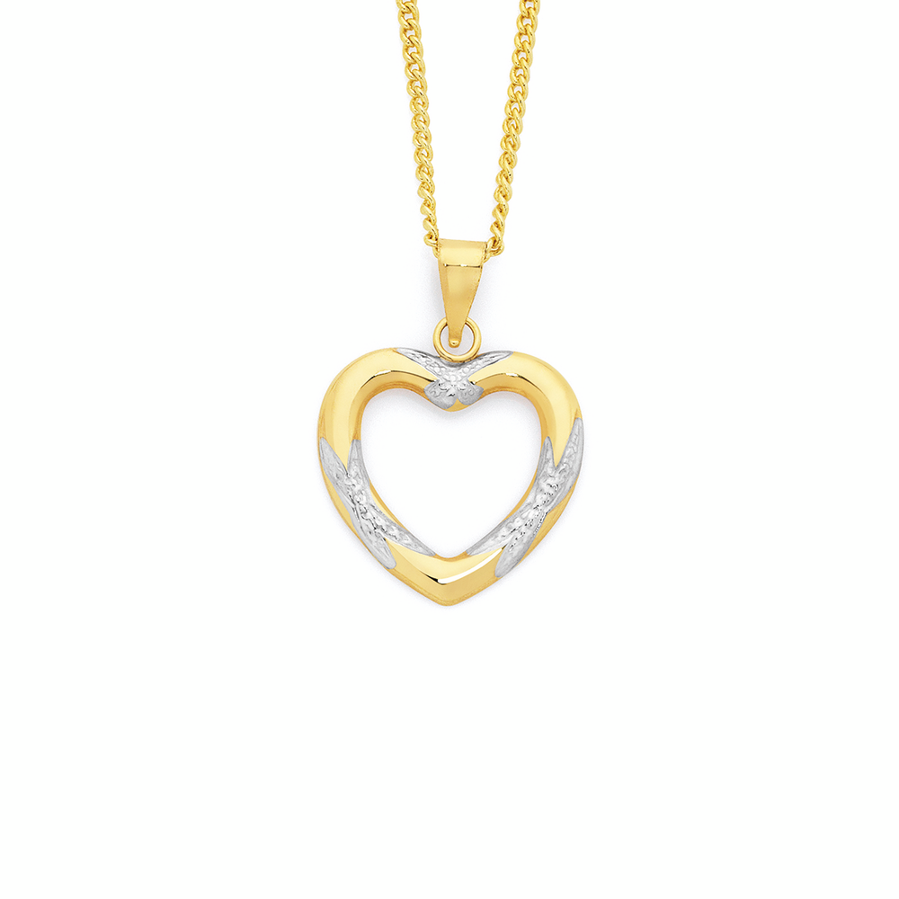 9ct Gold Two Tone Heart Pendant 