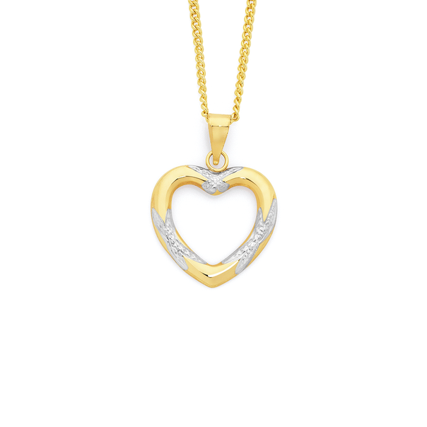 9ct Gold Two Tone Heart Pendant