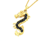 9ct Gold White & Black CZ Dragon Pendant