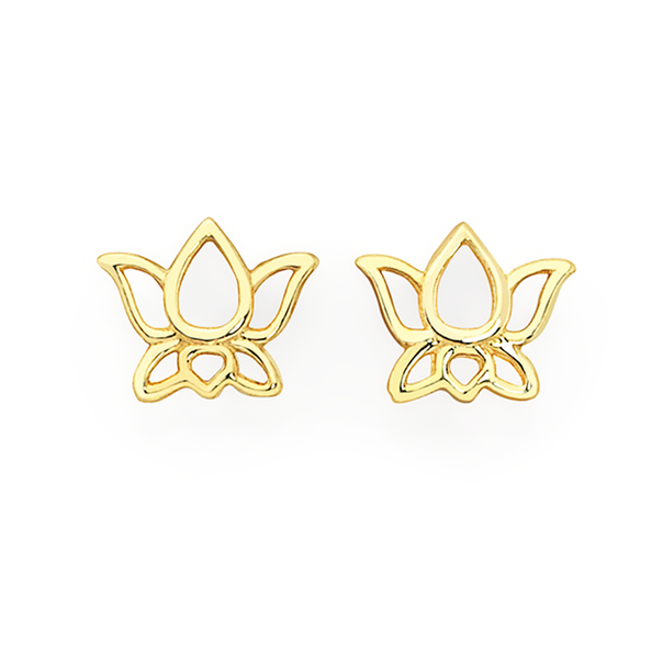9ct Lotus Flower Stud Earrings